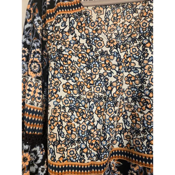 Women's WESTPORT 1962 Long Sleeve Dress 2X Black Orange Floral - Picture 4 of 11